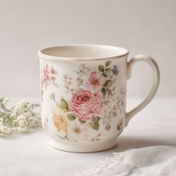 Vintage Floral Ceramic Mug
